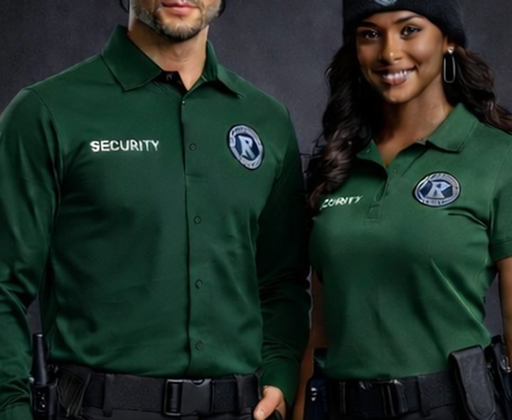 Resolute Security officer uniform with the badge over the heart
